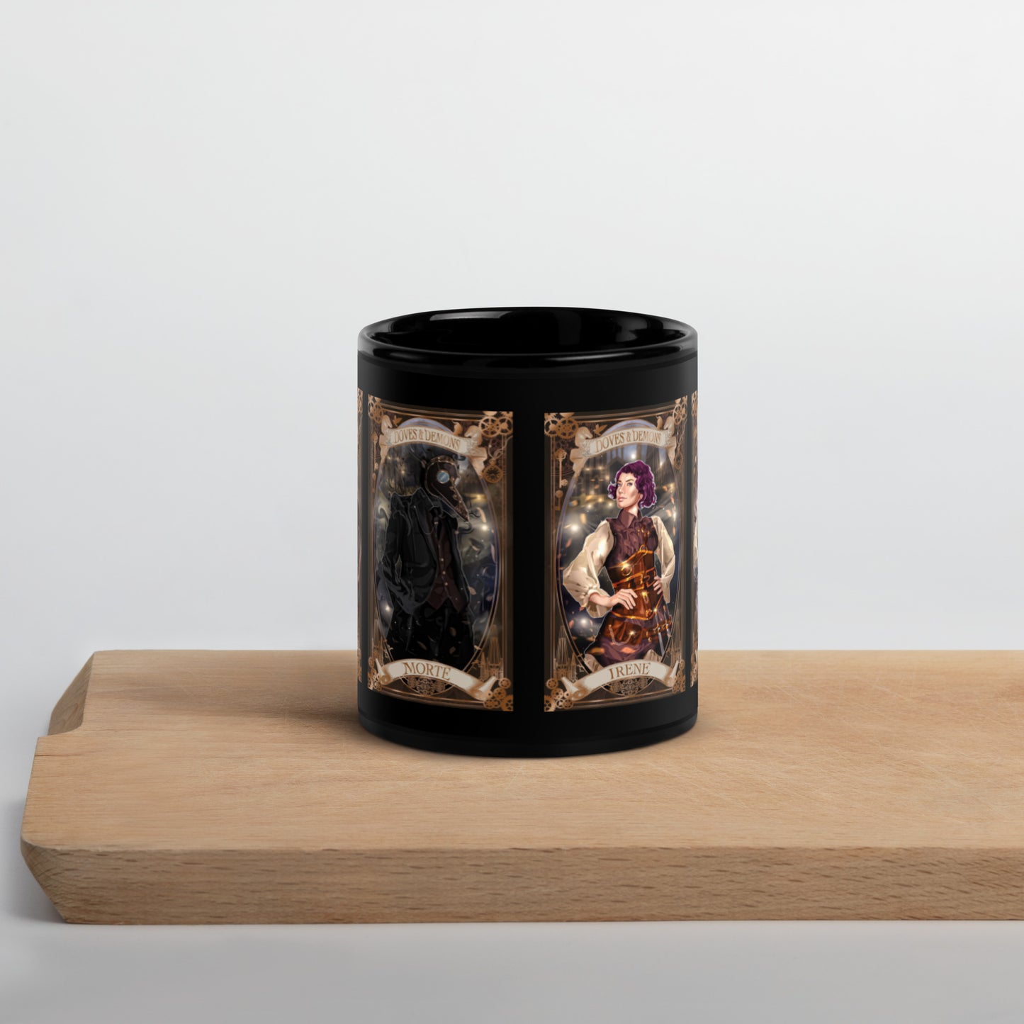 Doves & Demons Black Glossy Mug