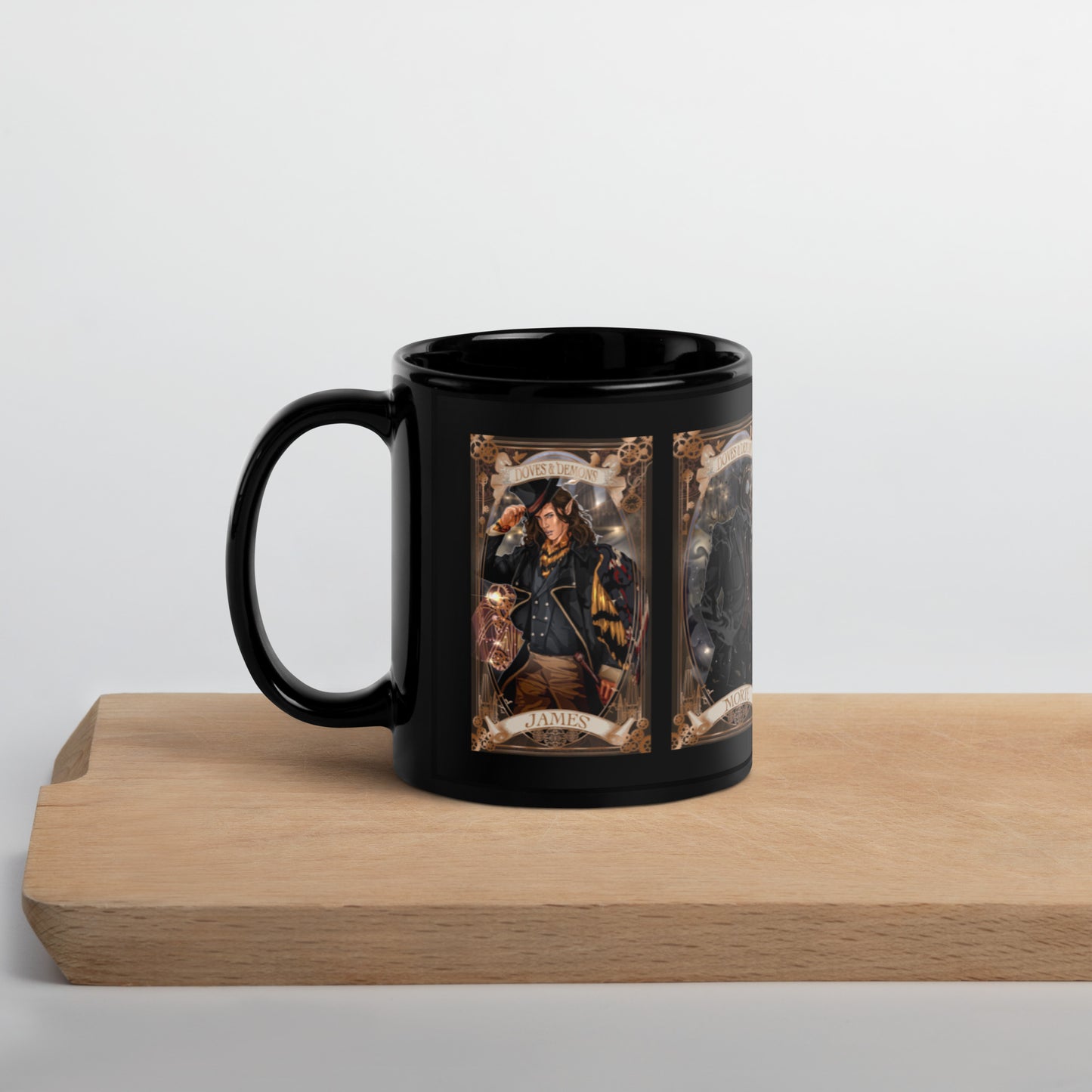Doves & Demons Black Glossy Mug