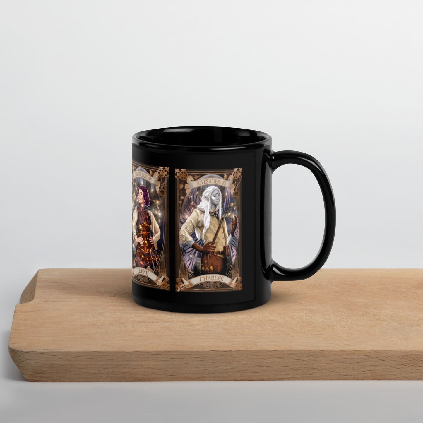 Doves & Demons Black Glossy Mug
