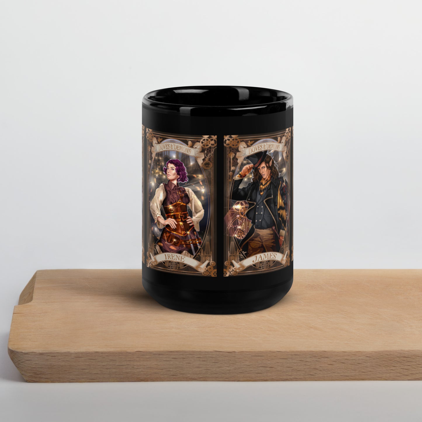 Doves & Demons Black Glossy Mug