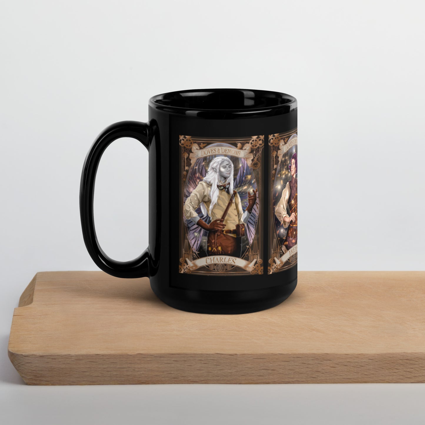 Doves & Demons Black Glossy Mug