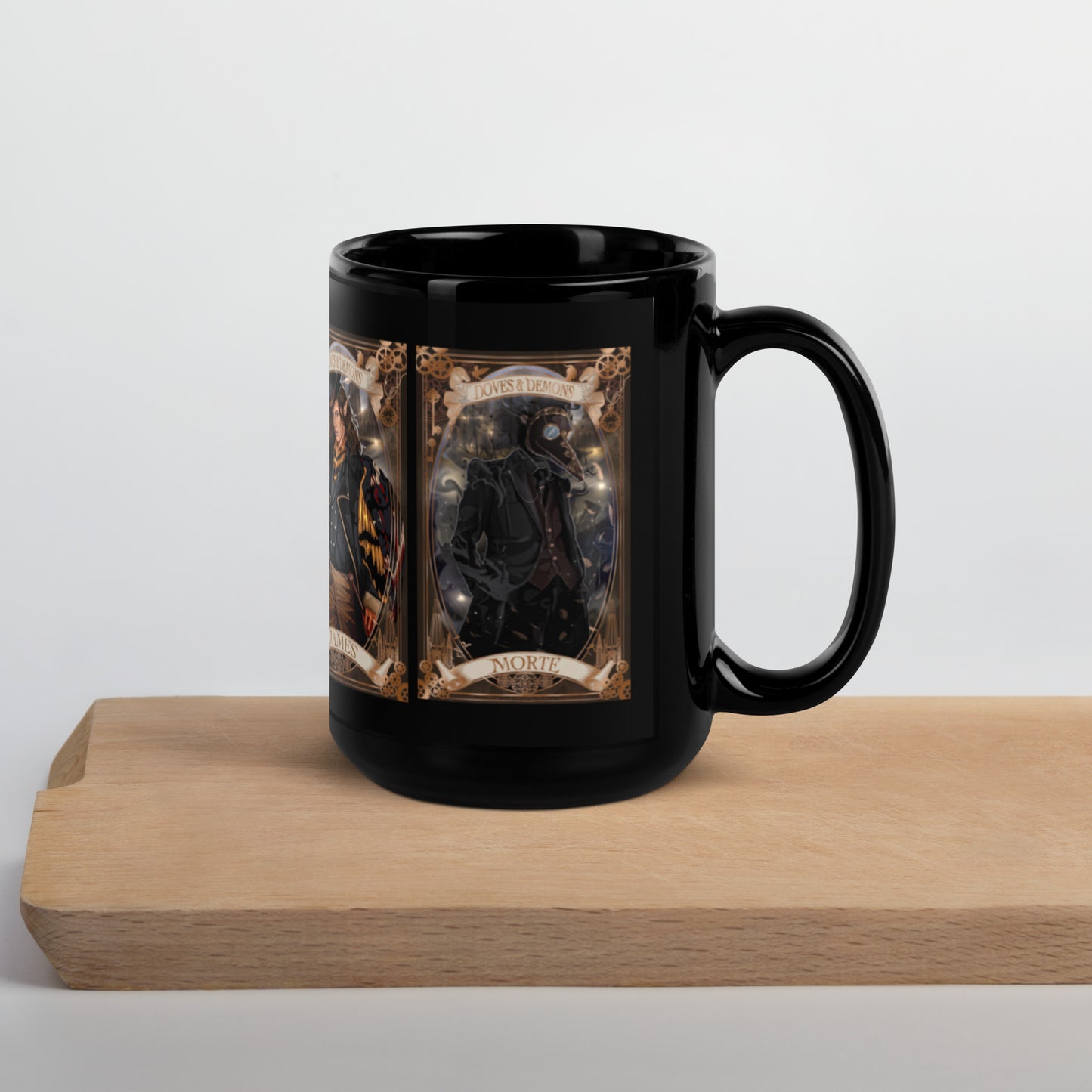 Doves & Demons Black Glossy Mug