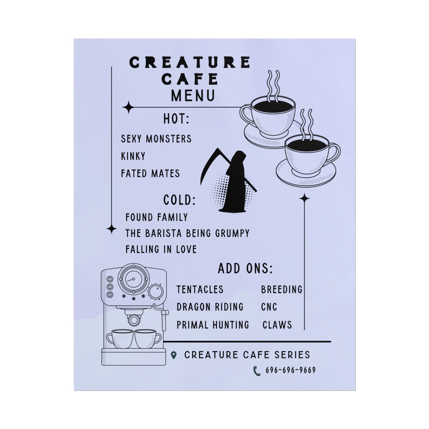 Creature Cafe Menu Poster