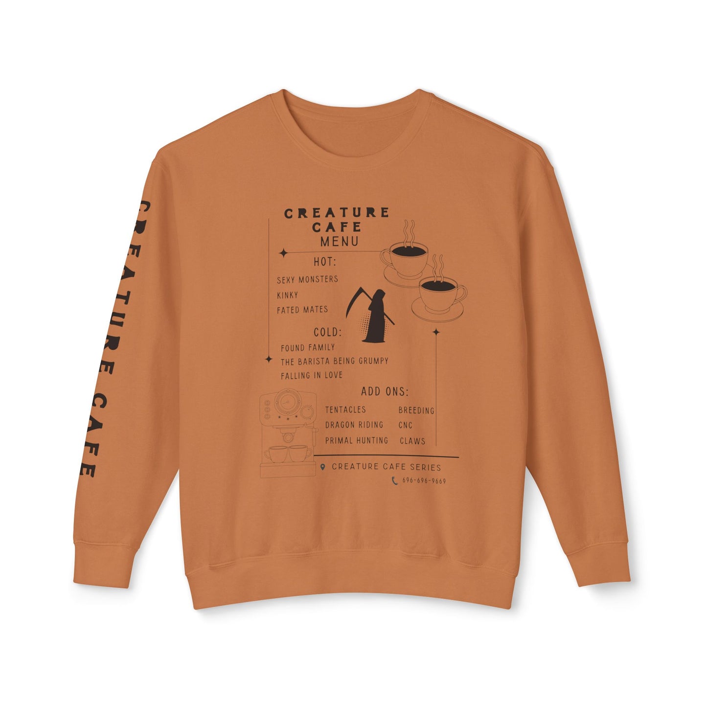 Creature Cafe Menu Lightweight Crewneck Sweatshirt