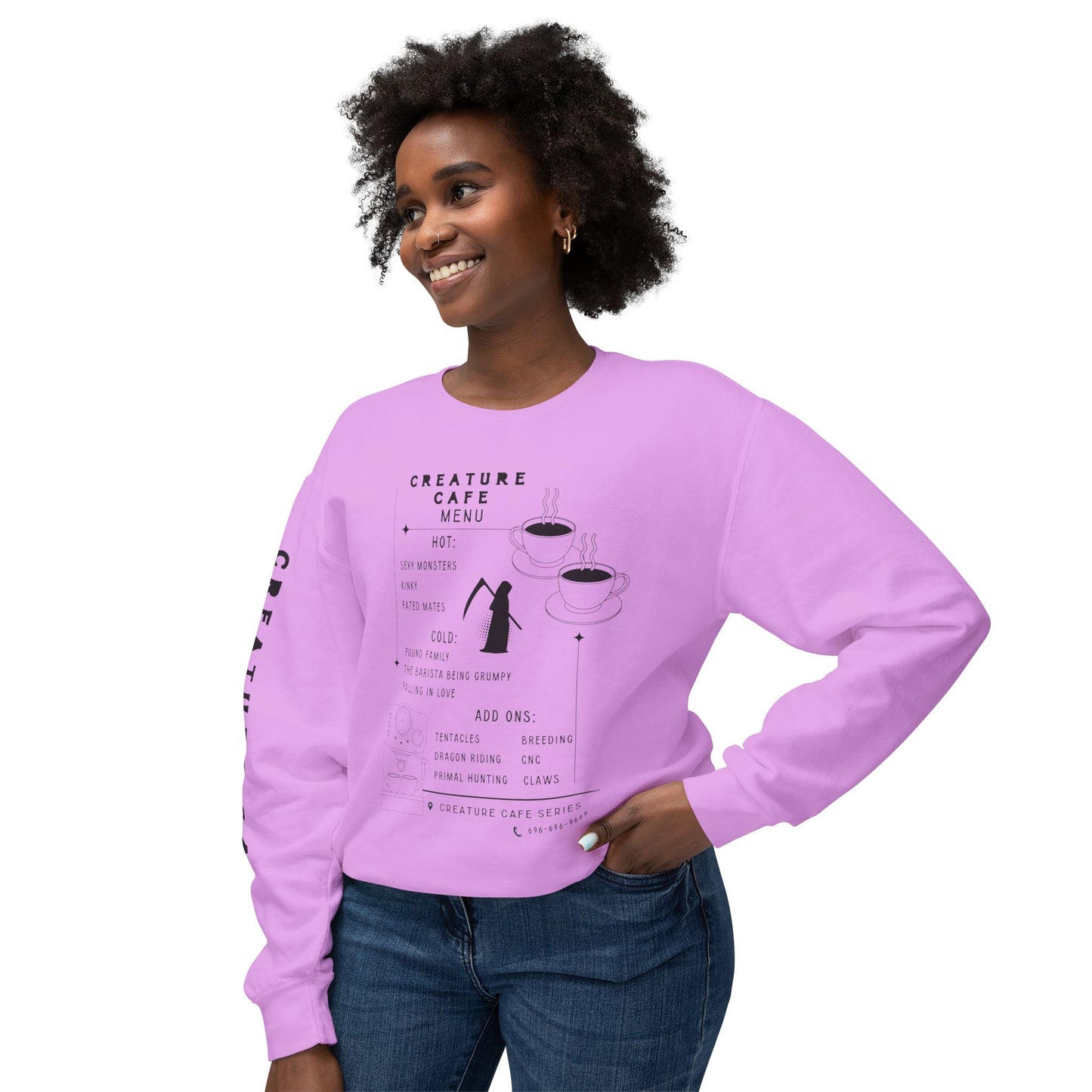 Creature Cafe Menu Lightweight Crewneck Sweatshirt