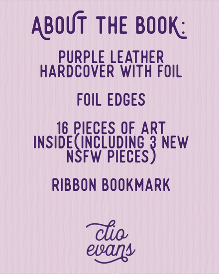 Text about the Citrus Cove SE with purple leather cover, foil edges, and art pieces on a purple background.