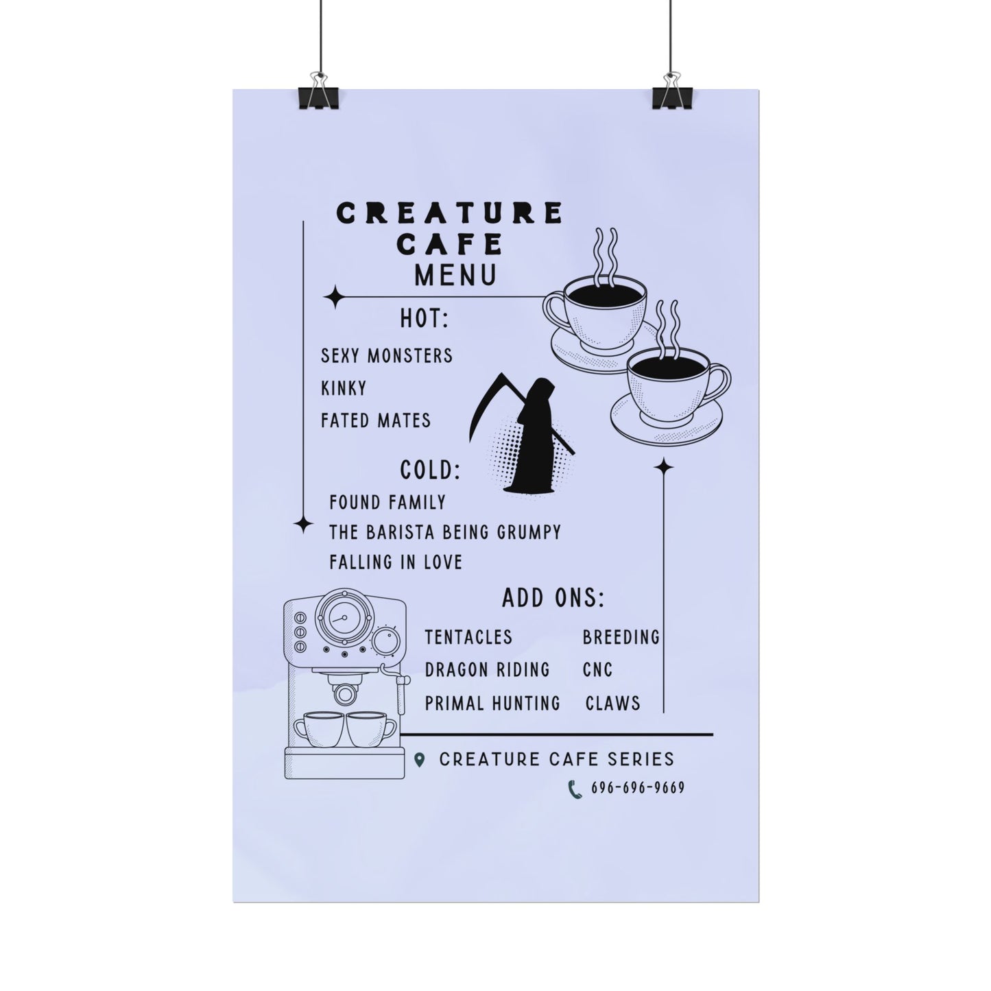 Creature Cafe Menu Poster