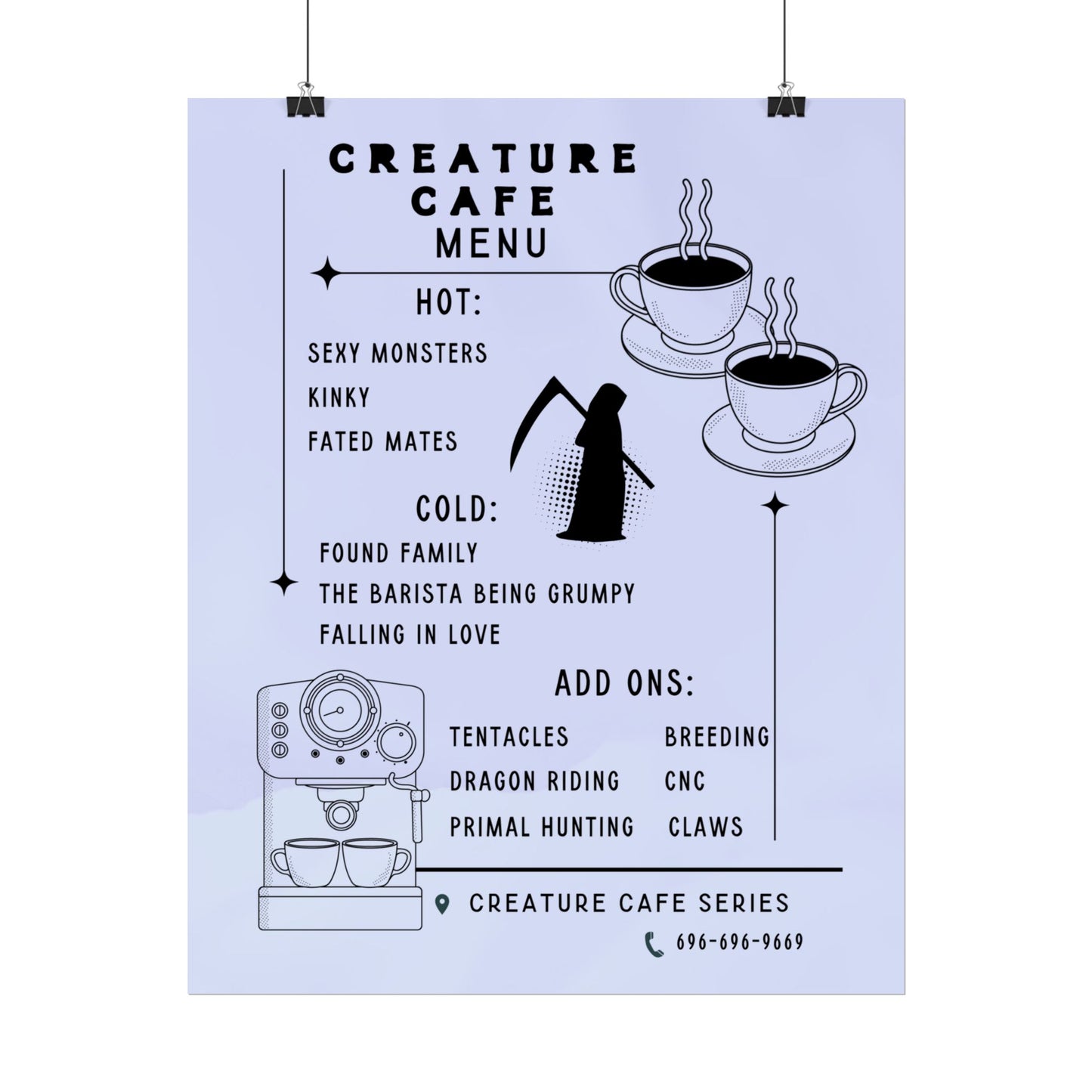 Creature Cafe Menu Poster