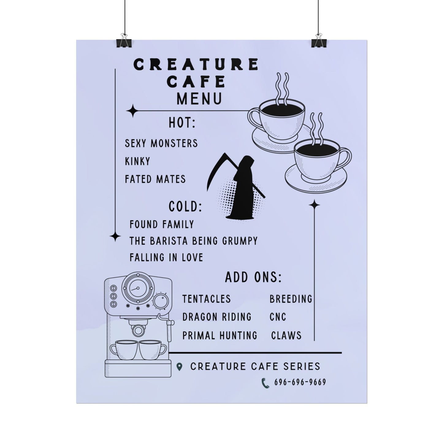 Creature Cafe Menu Poster