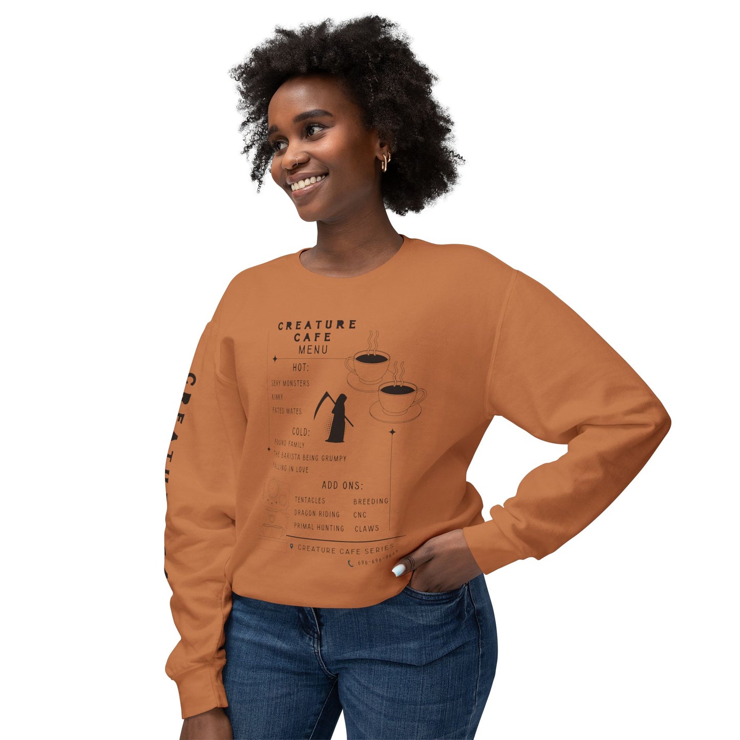 Creature Cafe Menu Lightweight Crewneck Sweatshirt