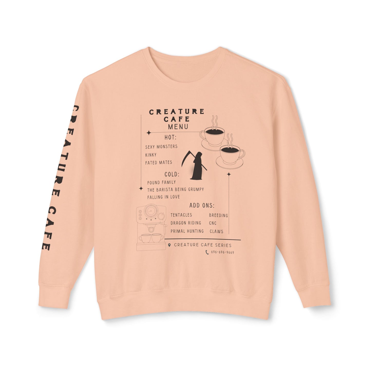 Creature Cafe Menu Lightweight Crewneck Sweatshirt