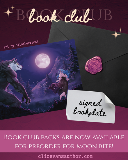 Promotional image for a book club with a fantasy-themed book cover and envelope.
