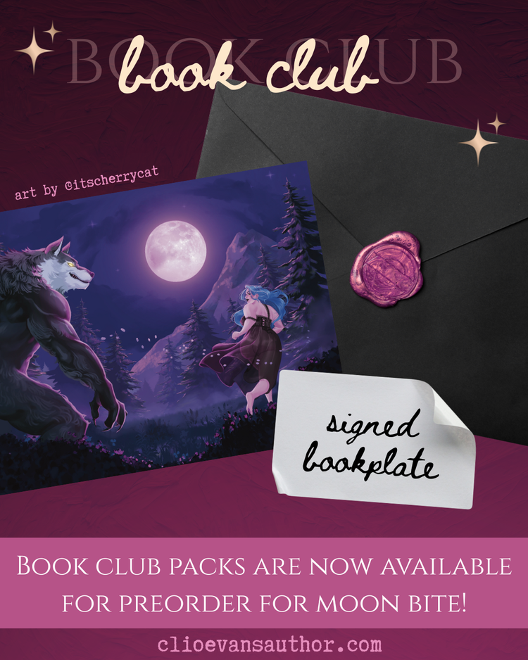 Promotional image for a book club with a fantasy-themed book cover and envelope.