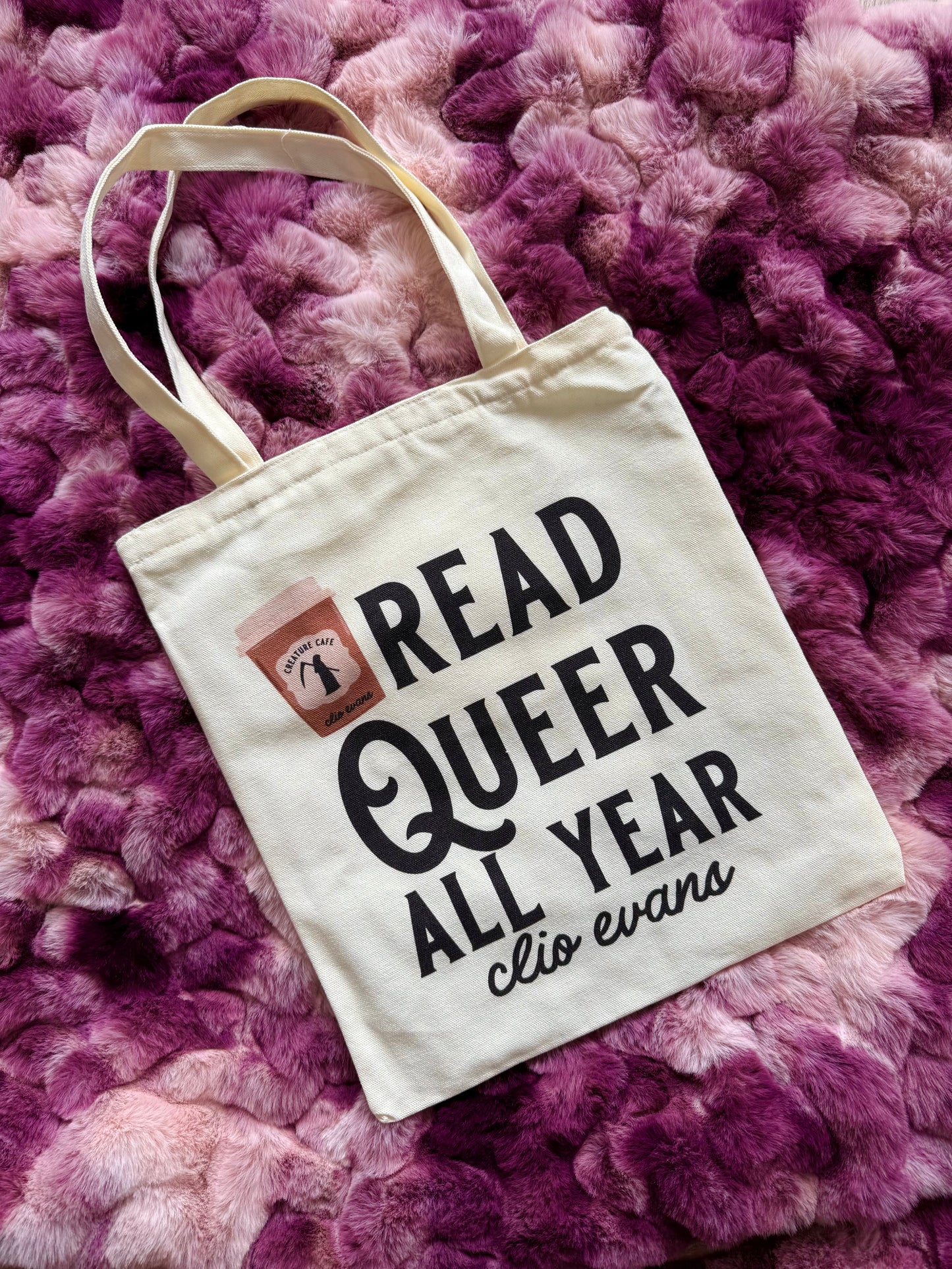 Monster Spice Latte + Read Queer All Year Tote Bag