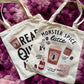 Monster Spice Latte + Read Queer All Year Tote Bag